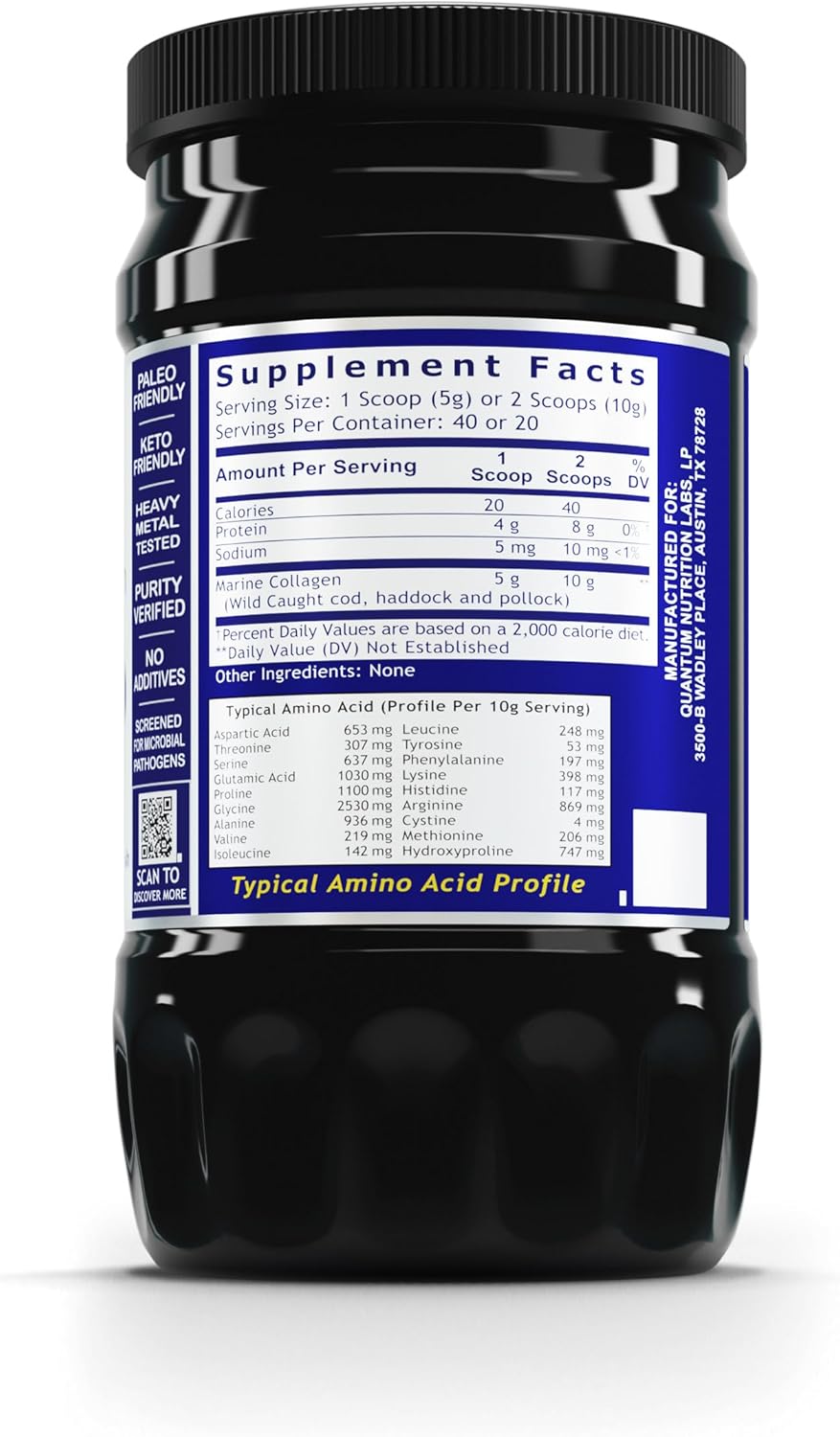 Quantum Nutrition QNL Collagen Supplement - Hydrolyzed Marine Collagen for Joint Support - Gut Health Formula for Women & Men - 7 oz