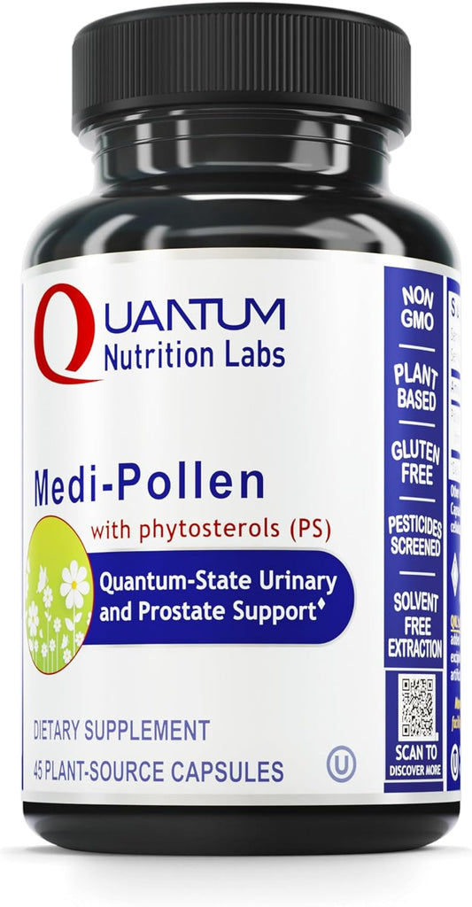 Quantum Nutrition QNL Quantum Medi-Pollen - Men's Prostate Health Supplement - Vegan Urinary Health Support - 45 Plant-Source Capsules