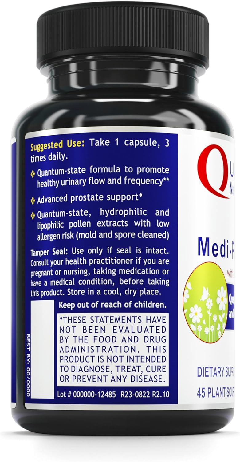 Quantum Nutrition QNL Quantum Medi-Pollen - Men's Prostate Health Supplement - Vegan Urinary Health Support - 45 Plant-Source Capsules