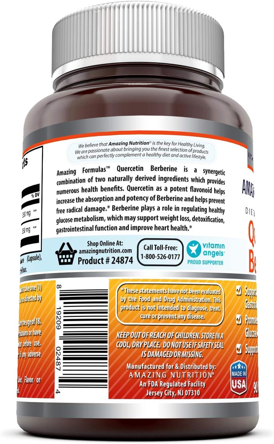Quercetin Berberine Veggie Capsules Supplement | Non-GMO | Gluten Free | USA Made | 250mg Berberine & Quercetin | 90 Capsules | 2 Pack