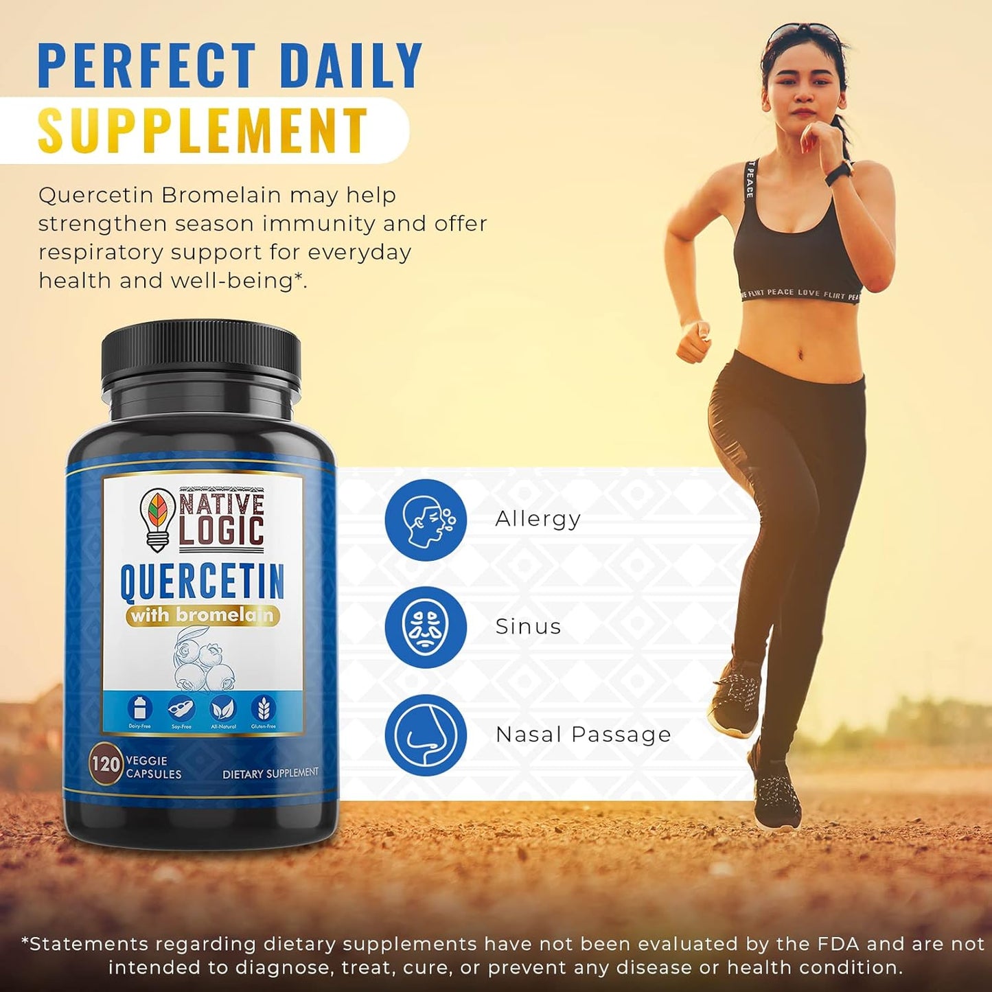 Quercetin with Bromelain Supplements for Immune Support and Joint Health - Antioxidant Properties, Vegan & Gluten-Free - 120 Veggie Capsules.