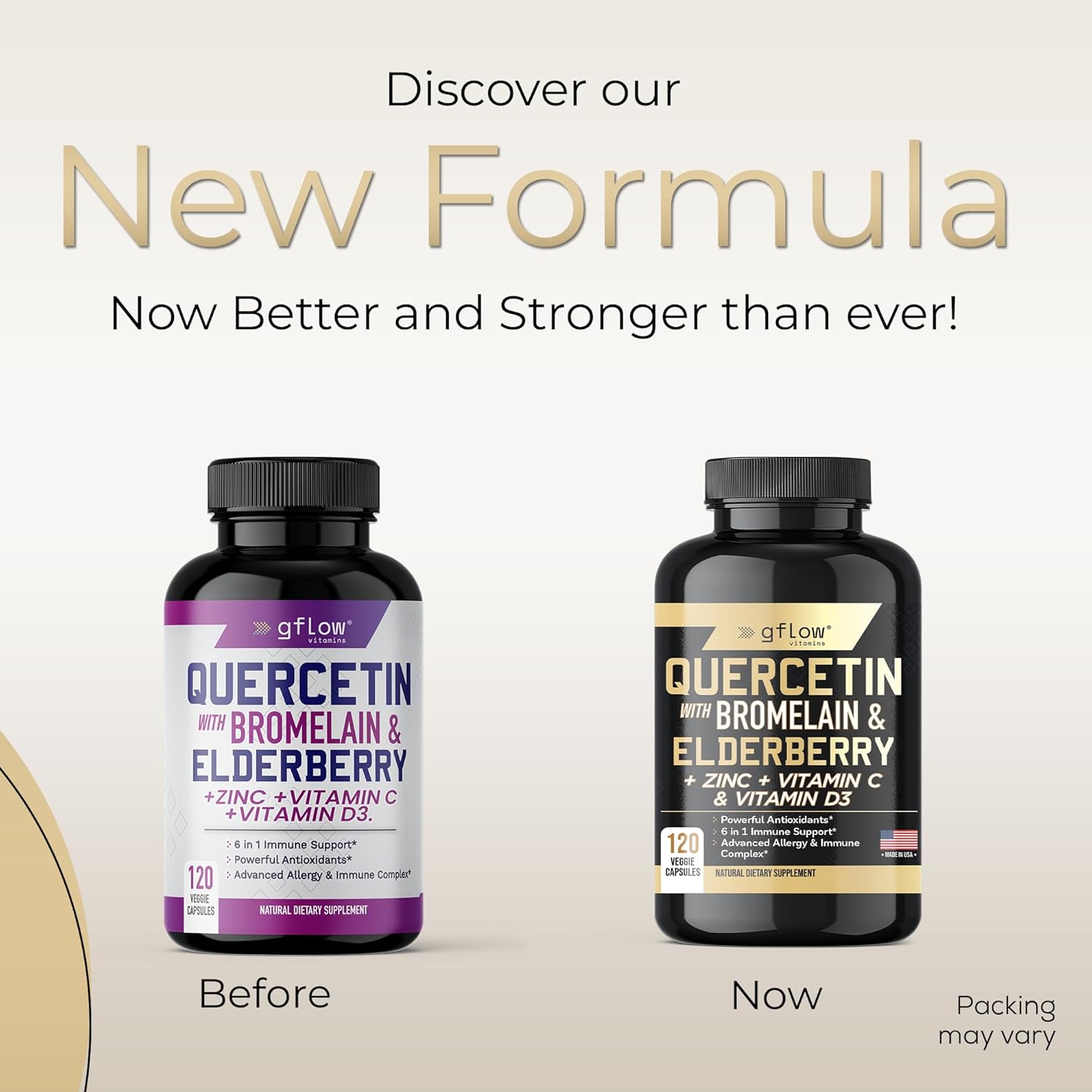 Quercetin with Vitamin C, Zinc, and Bromelain - 500mg - 120 Veggie Caps - Elderberry for Adults - Non-GMO, Vegan - 4 Months Supply