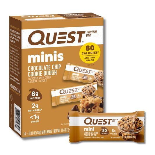 Quest Nutrition Chocolate Chip Cookie Dough Protein Bars - 14 Count, High Protein, Low Sugar, Low Net Carbs, Gluten-Free