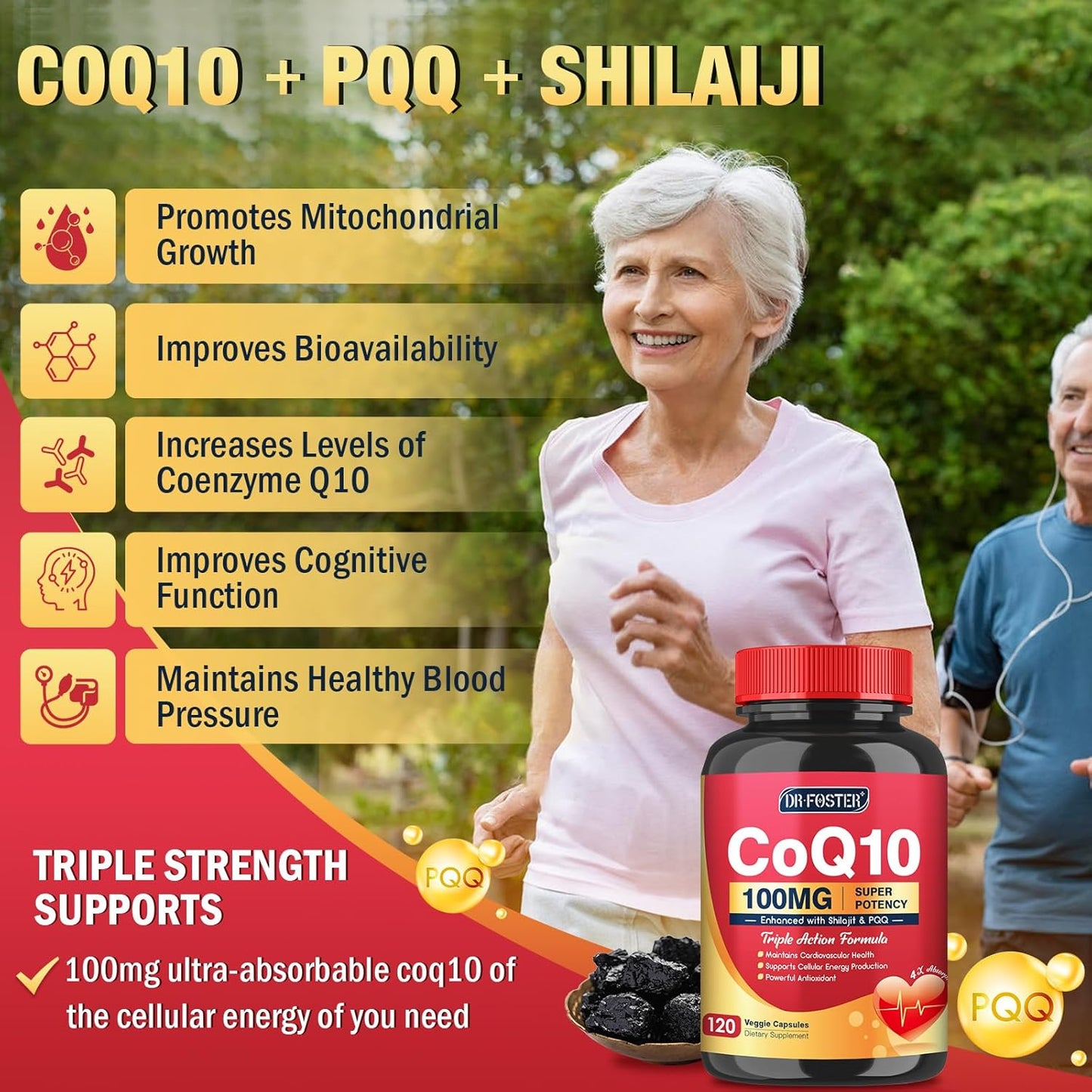 Quinovit CoQ10 100mg with PQQ & Shilajit - High Absorption Antioxidant Supplement for Heart Health & Energy, 120 Capsules