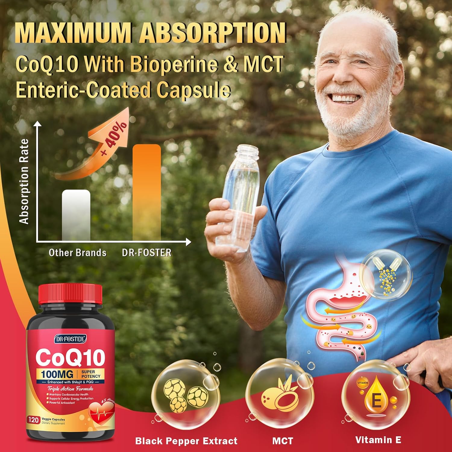 Quinovit CoQ10 100mg with PQQ & Shilajit - High Absorption Antioxidant Supplement for Heart Health & Energy, 120 Capsules