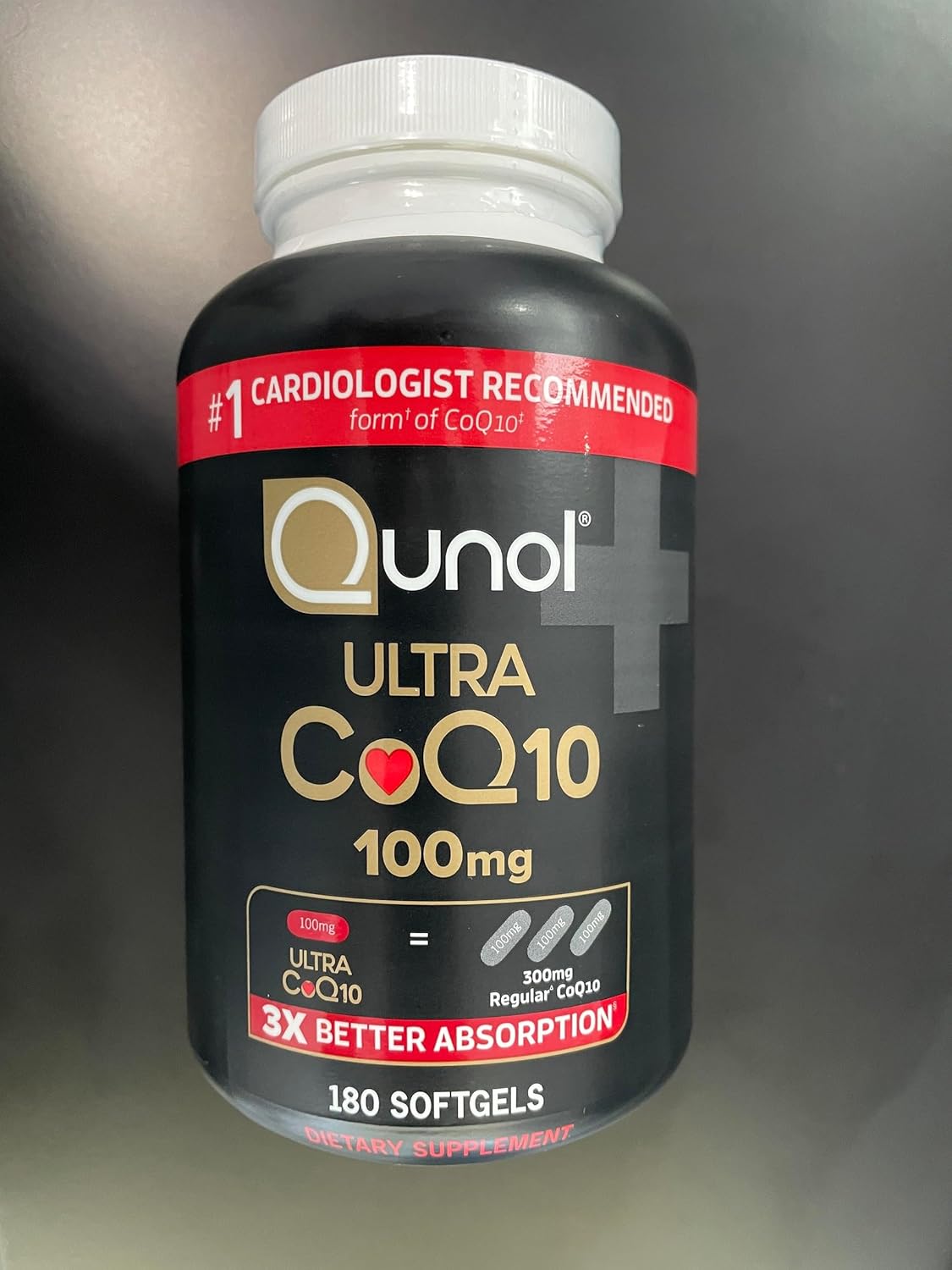 Qunol CoQ10 100mg Softgels for Improved Absorption - Antioxidant Supplements for Heart Health - 6 Month Supply of 180 Count