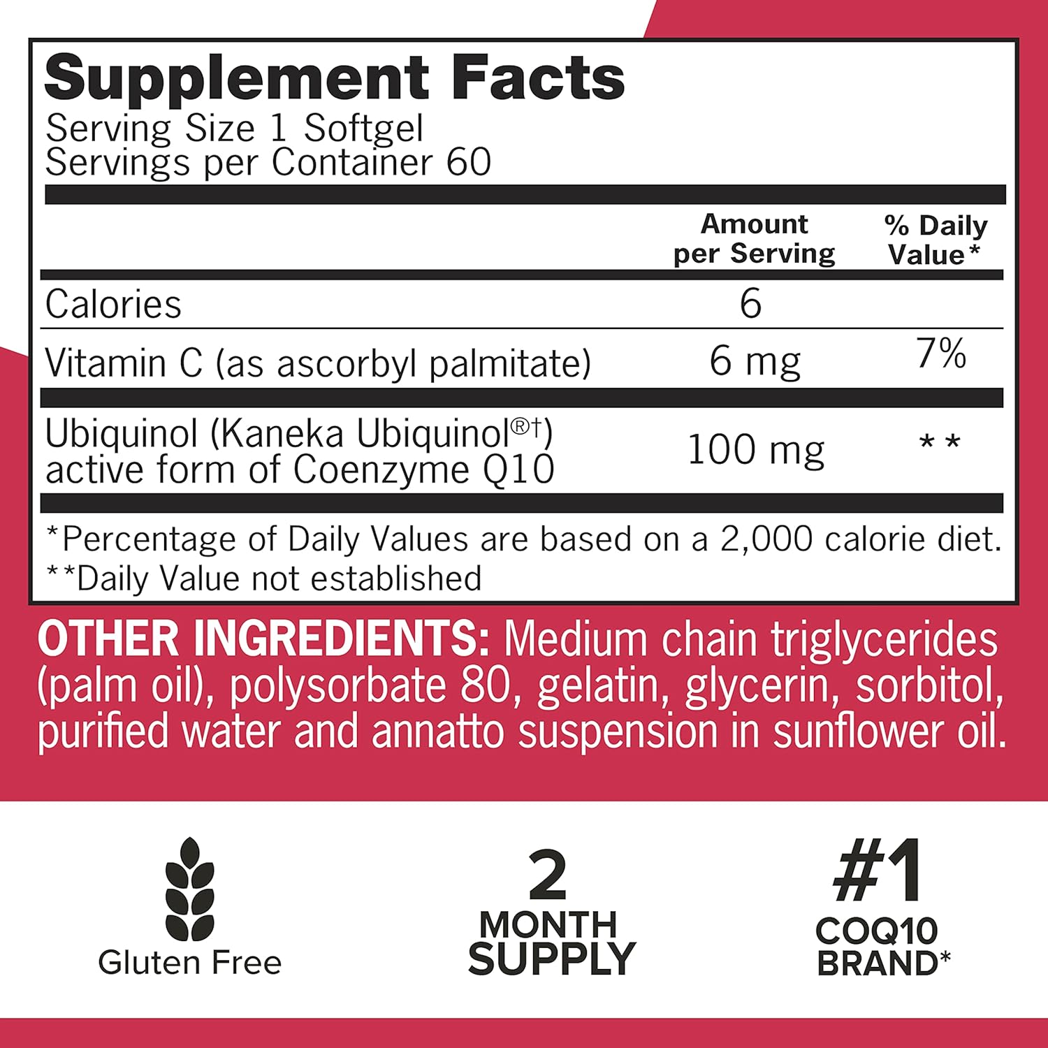 Qunol Mega Ubiquinol CoQ10 100mg Softgels - Superior Absorption - Heart Health & Blood Pressure Support - 2 Month Supply - 60 Count