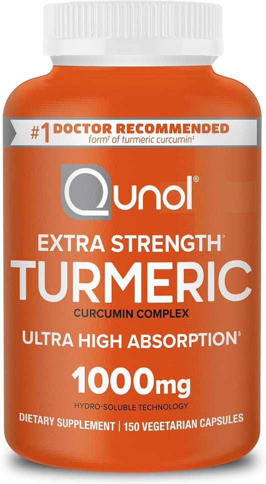 Qunol Turmeric Curcumin Supplement, 1000mg, High Absorption, Joint Support, Extra Strength Capsules, 150 Count - Best Turmeric Supplement