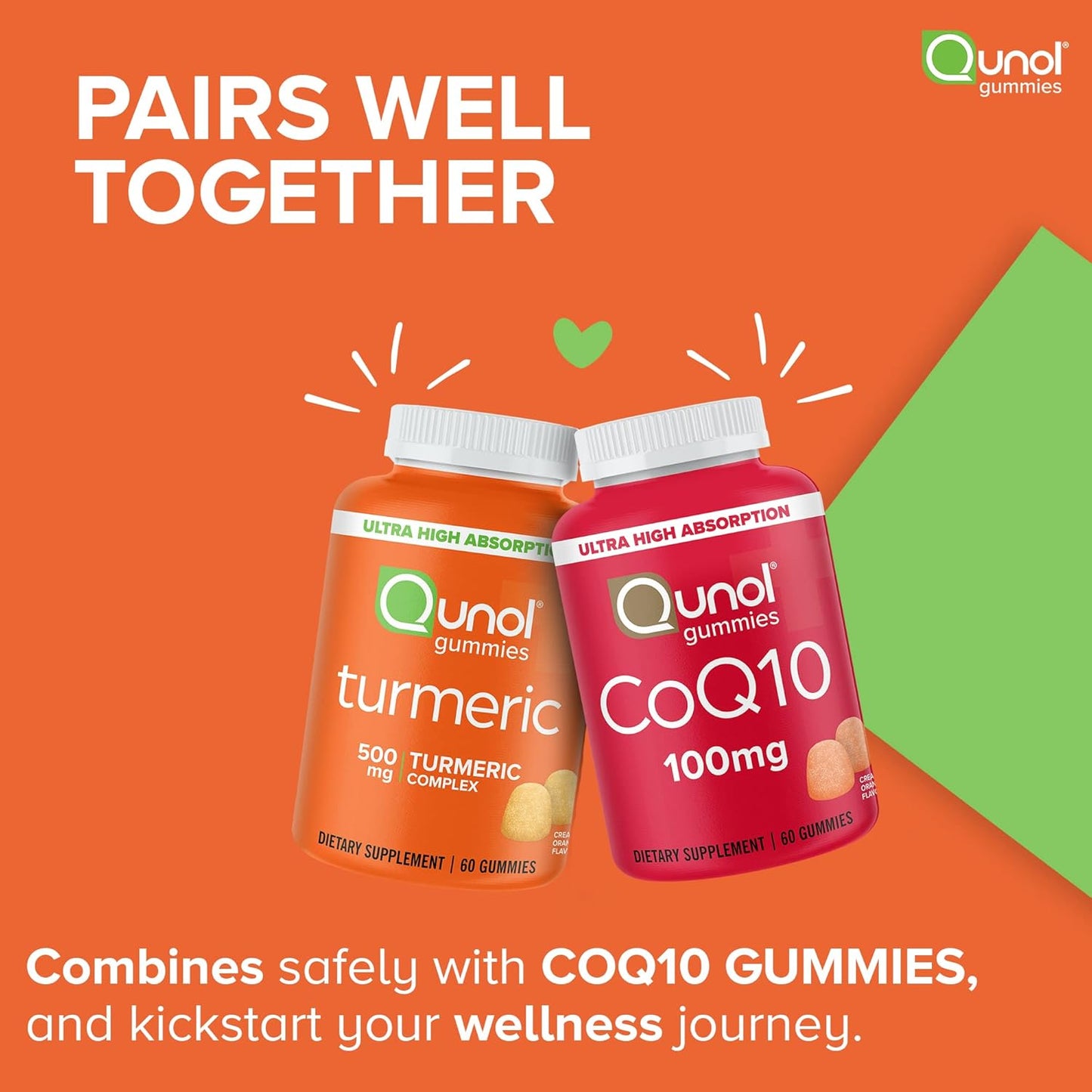 Qunol Turmeric Gummies - 1000mg Turmeric Curcumin, Joint Support, High Absorption, Vegan, Gluten Free - 2 Month Supply (120 Gummies)