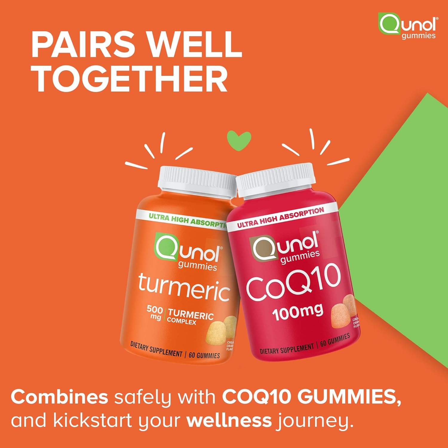 Qunol Turmeric Gummies - 1000mg Turmeric Curcumin, Joint Support, High Absorption, Vegan, Gluten Free - 2 Month Supply (120 Gummies)