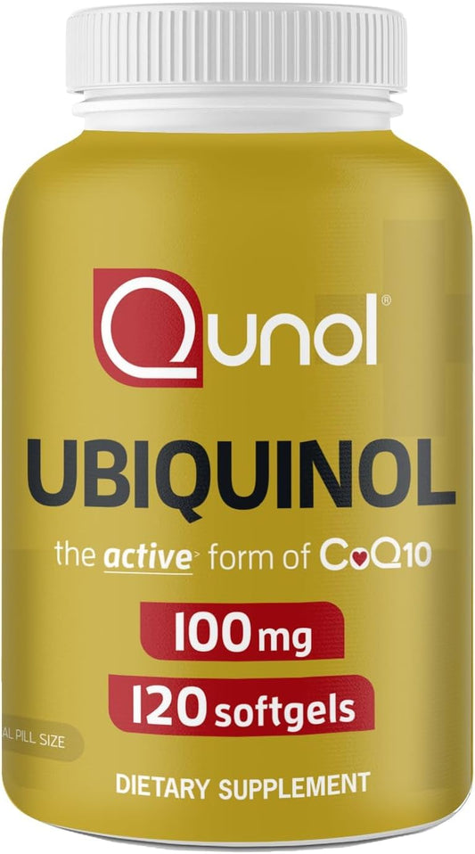 Qunol Ubiquinol CoQ10 Softgels 100mg - Heart Health Antioxidant, Supports Healthy Blood Pressure, Ideal for Statin Users, 120 Count