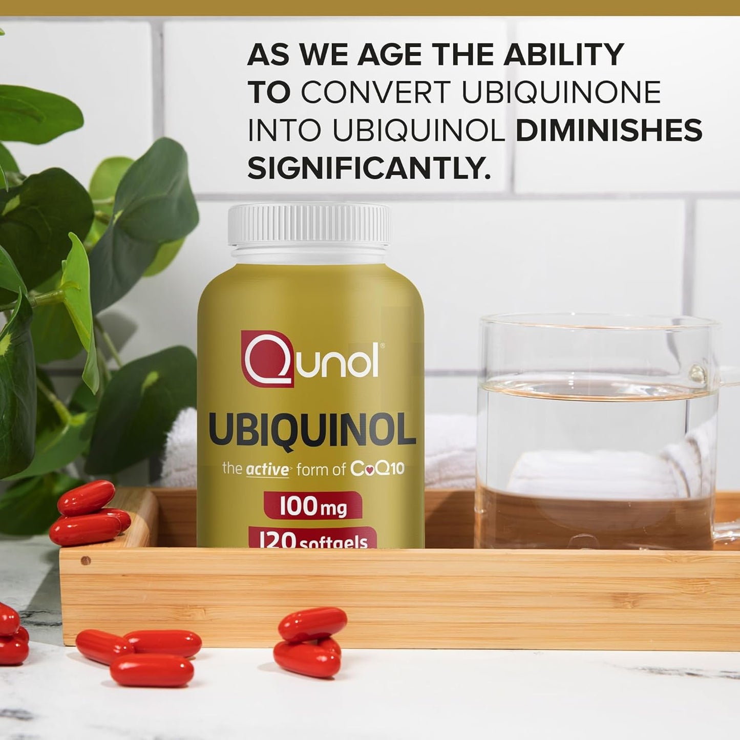 Qunol Ubiquinol CoQ10 Softgels 100mg - Heart Health Antioxidant, Supports Healthy Blood Pressure, Ideal for Statin Users, 120 Count