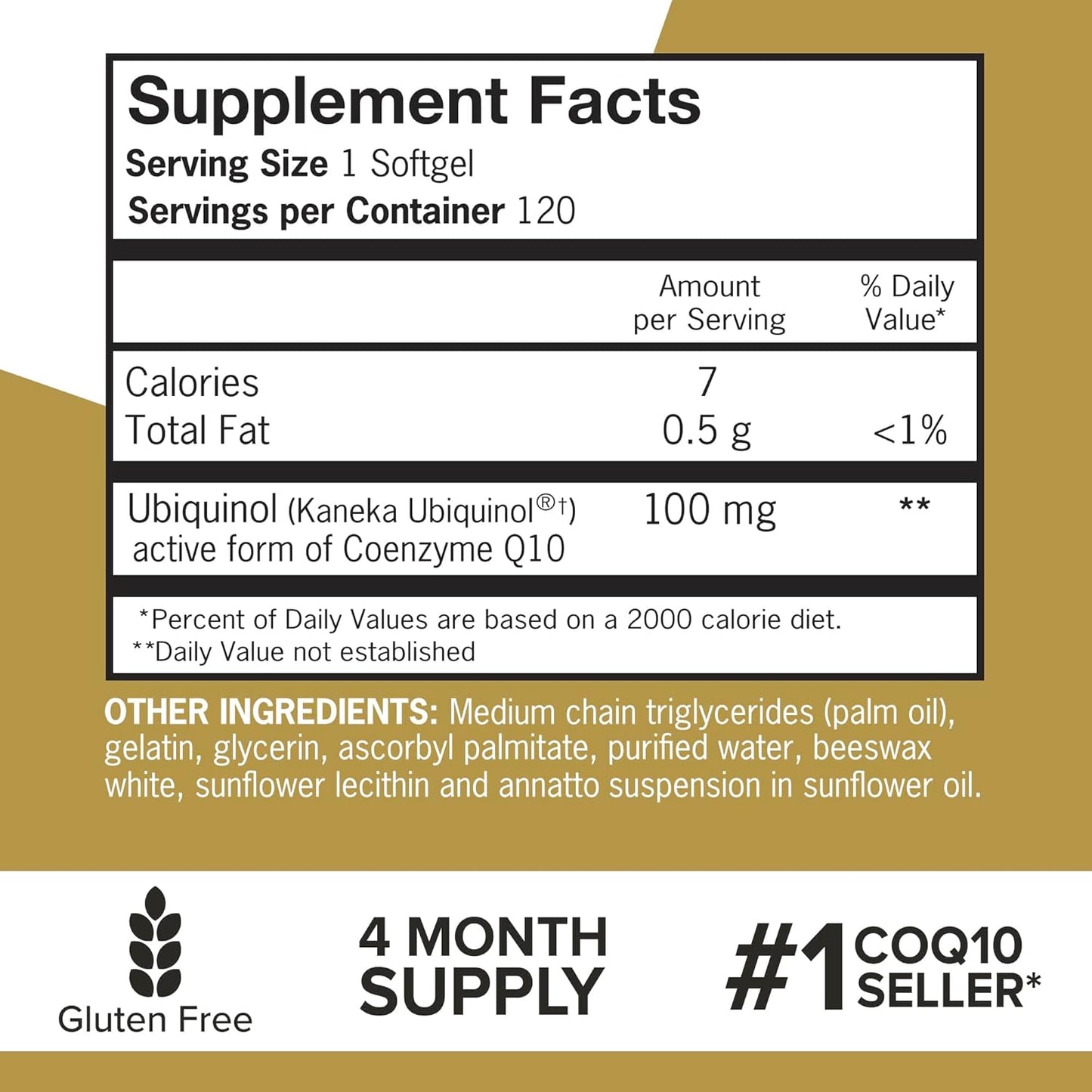 Qunol Ubiquinol CoQ10 Softgels 100mg - Heart Health Antioxidant, Supports Healthy Blood Pressure, Ideal for Statin Users, 120 Count