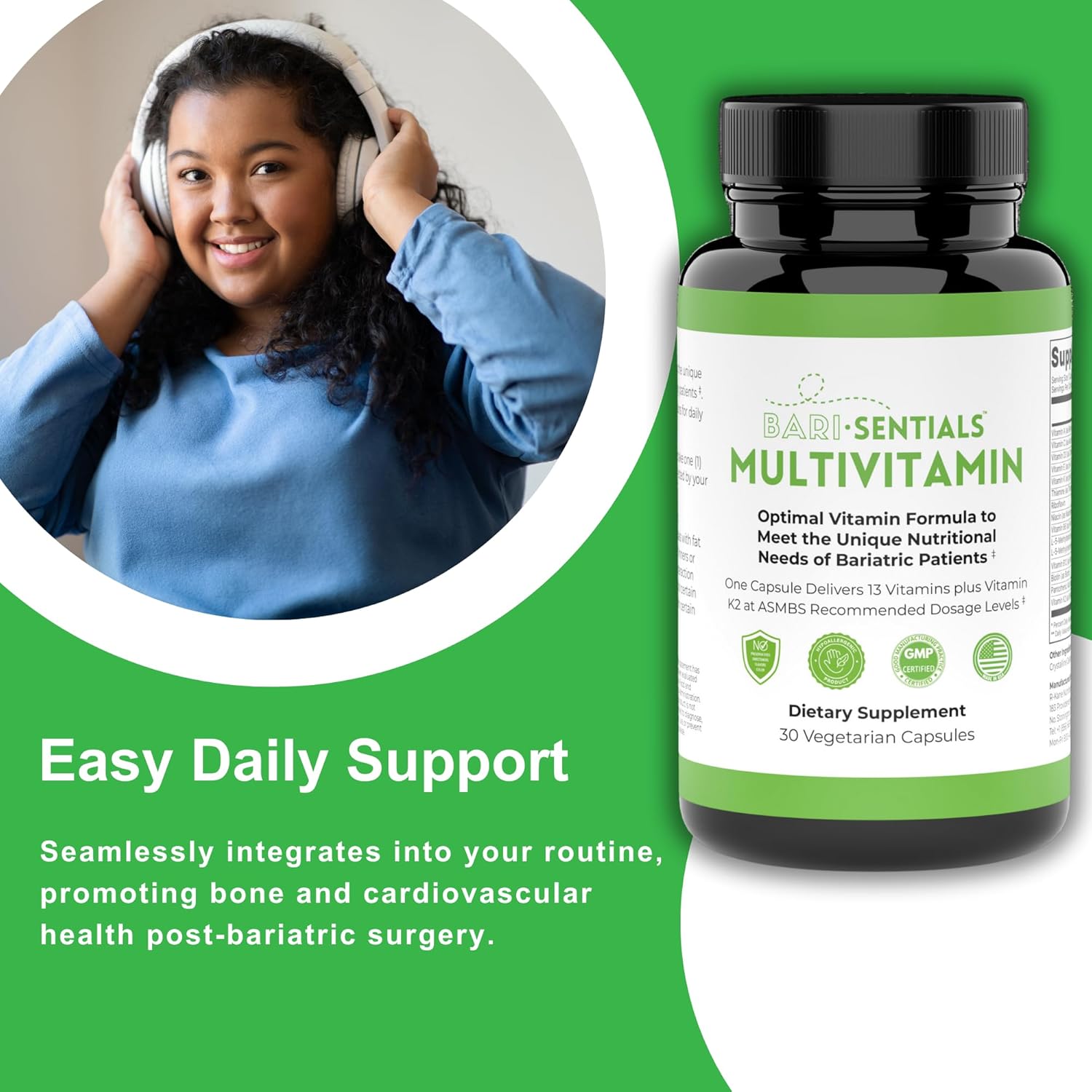 R-Kane Barisentials Bariatric Multivitamins: Essential Post-Op Support for Gastric Procedures - 30 Vegetarian Capsules