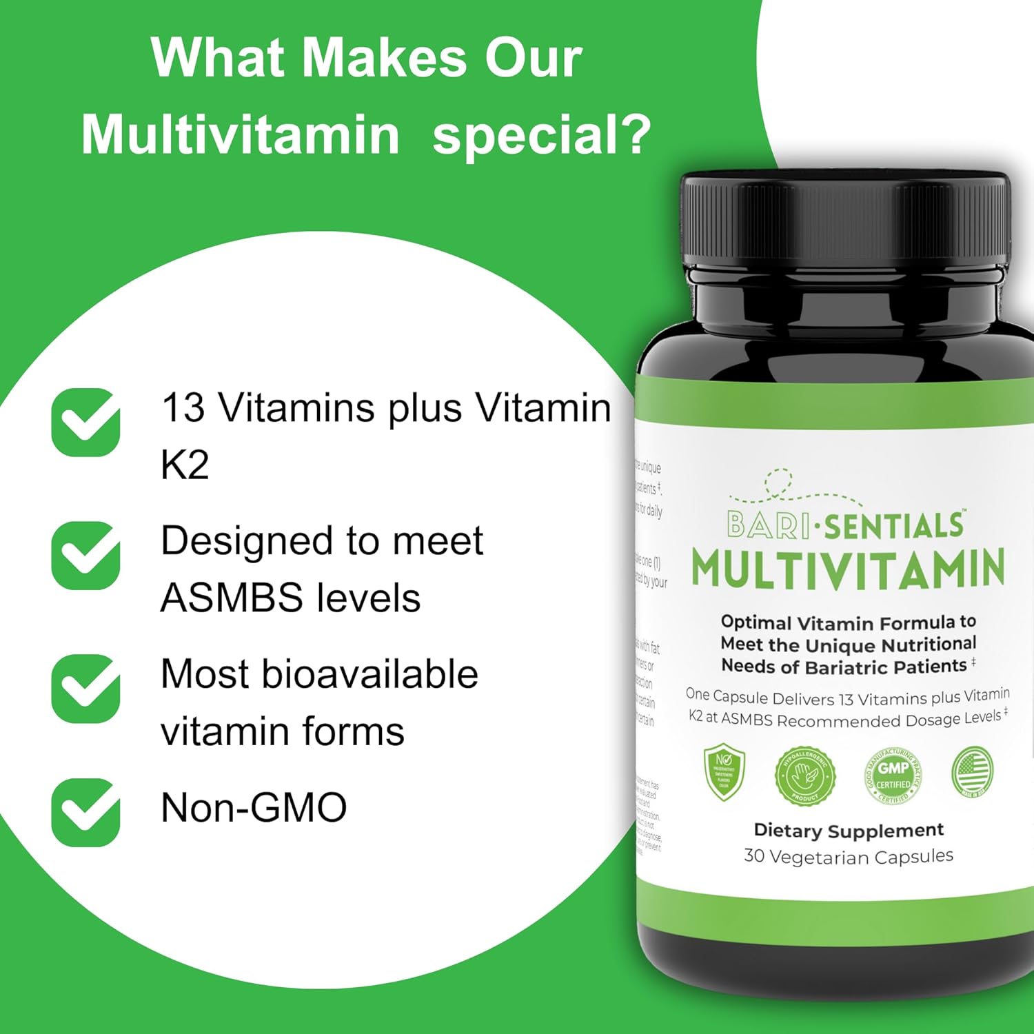 R-Kane Barisentials Bariatric Multivitamins: Essential Post-Op Support for Gastric Procedures - 30 Vegetarian Capsules