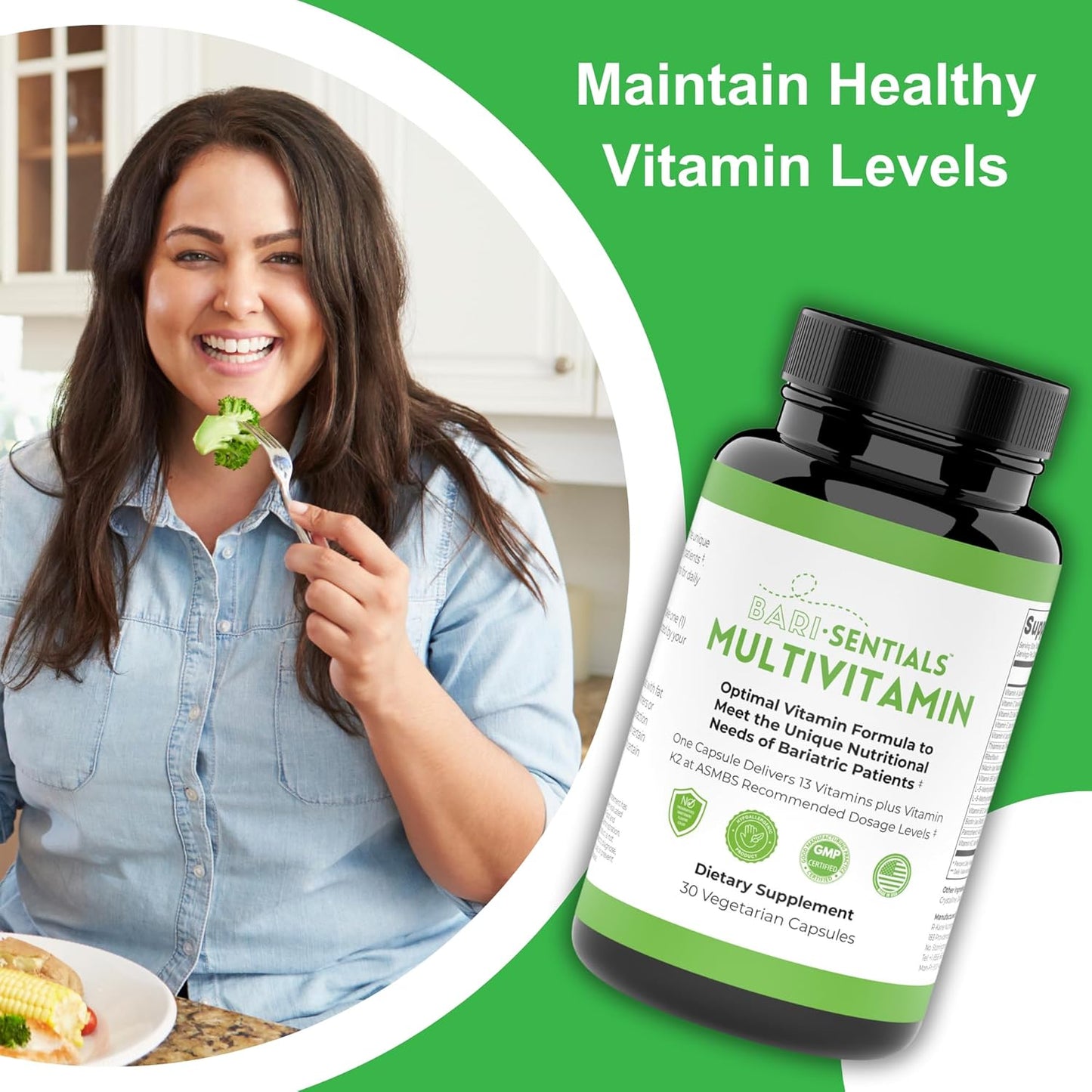 R-Kane Barisentials Bariatric Multivitamins: Essential Post-Op Support for Gastric Procedures - 30 Vegetarian Capsules