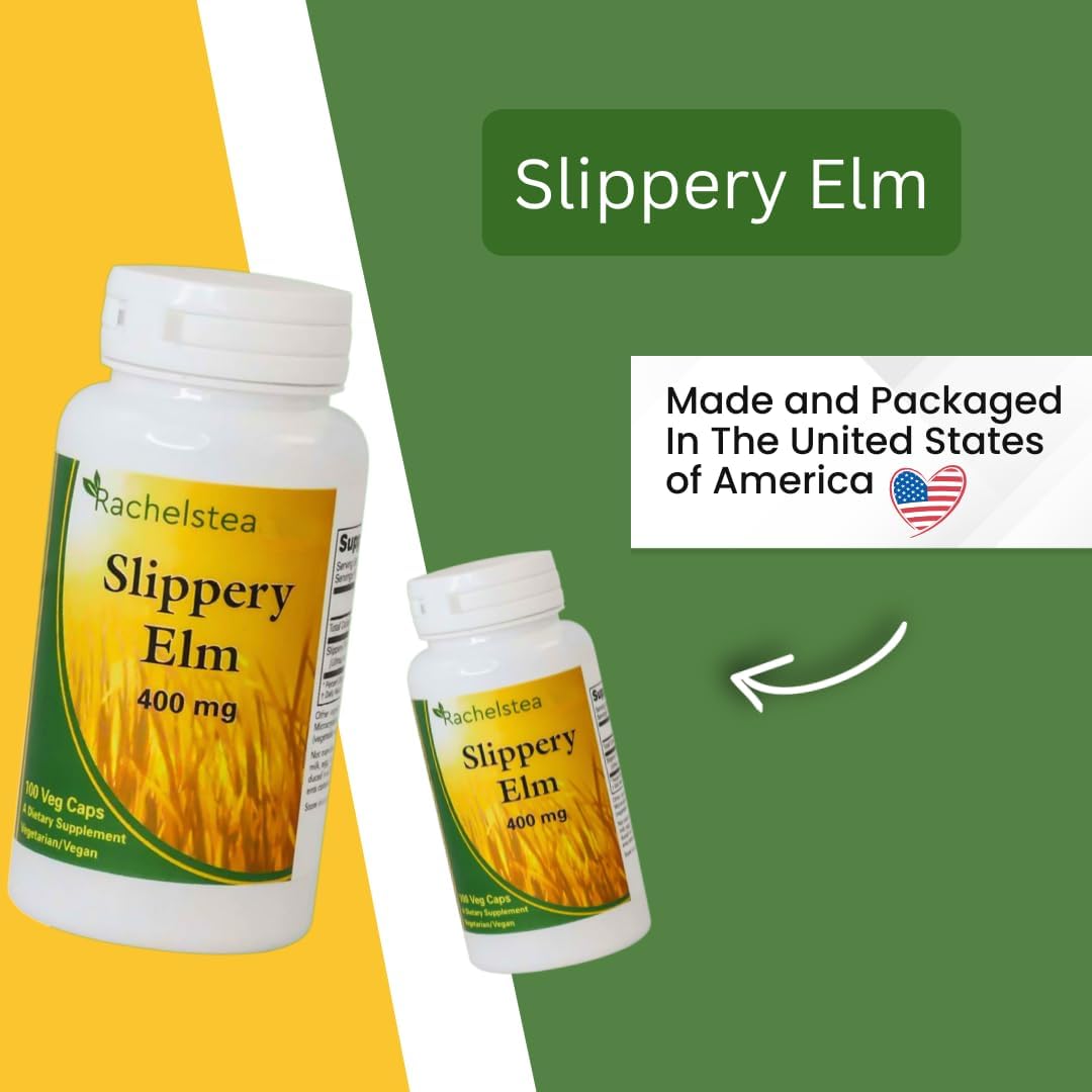 Rachel's Tea Slippery Elm Capsules for Gastrointestinal Support - 400mg, 100 Count