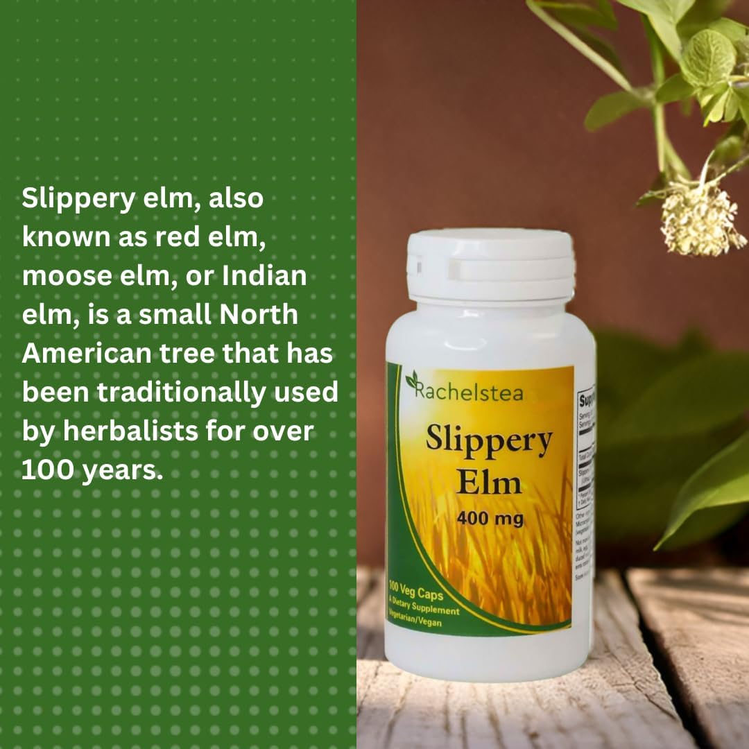 Rachel's Tea Slippery Elm Capsules for Gastrointestinal Support - 400mg, 100 Count