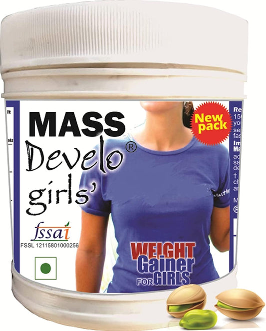 Radhe Develo Women's Weight Gainer Protein Shake Powder with 27 Vitamins & Minerals - 600gm Kesar Badam Flavour