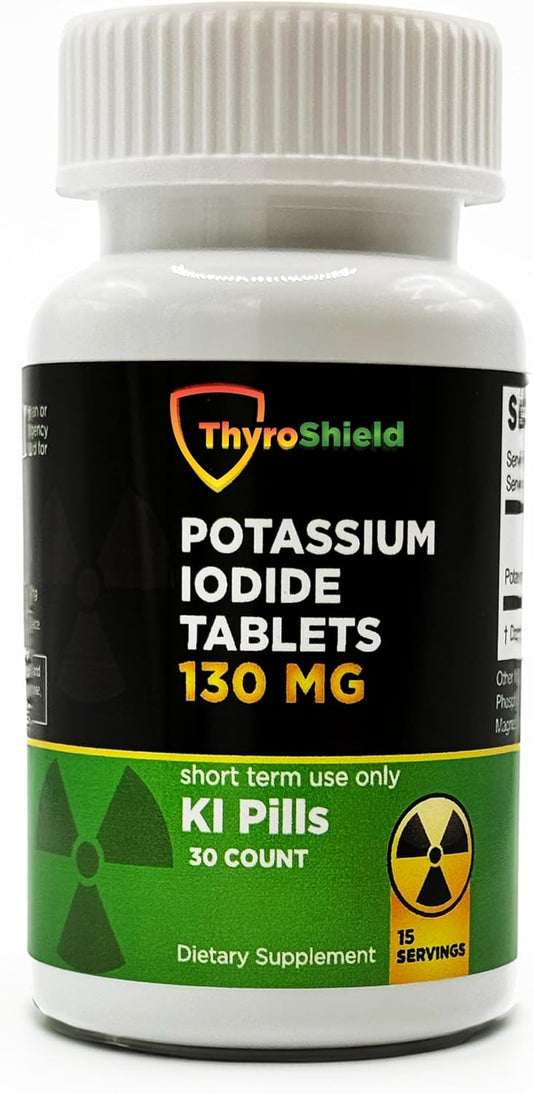Radiation Exposure Protection: ThyroShield Potassium Iodide Tablets 130mg - 30ct Made in USA