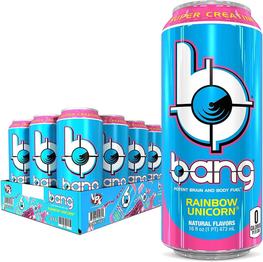 Rainbow Unicorn Energy Drink | Boost Brain & Body with Creatine, EAA Aminos, CoQ10 | Pre & Post Workout Fuel | Sugar Free, Zero Calories (12 Cans)