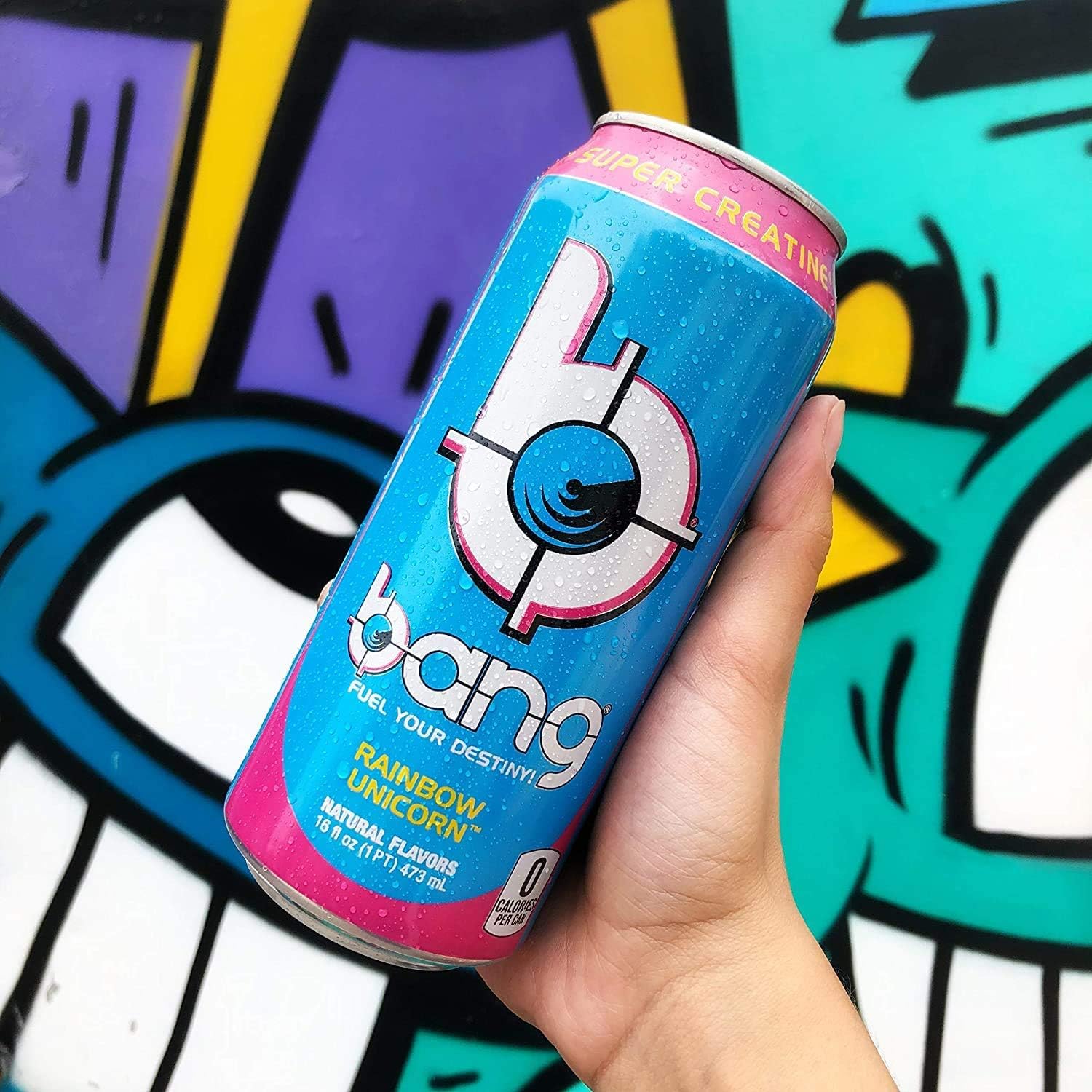 Rainbow Unicorn Energy Drink | Boost Brain & Body with Creatine, EAA Aminos, CoQ10 | Pre & Post Workout Fuel | Sugar Free, Zero Calories (12 Cans)