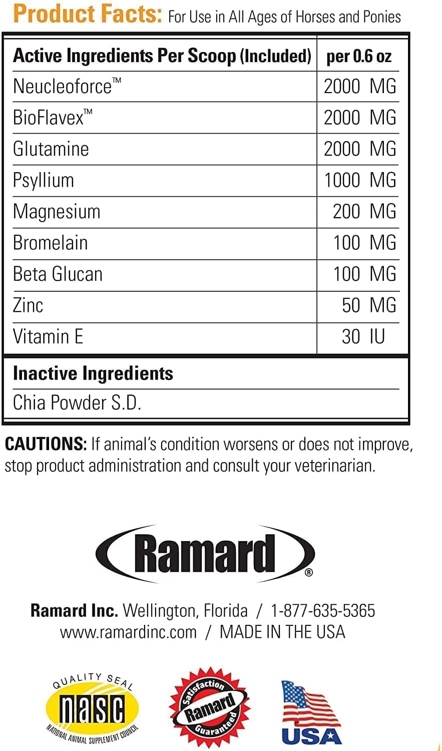 Ramard Total Calm and Focus Supplement for Horses - Magnesium & Calming Formula for Horse Show, Training, Performance - Mental Alertness, Drowsiness-Free, Show Safe - Perfect Prep - 1 Pack