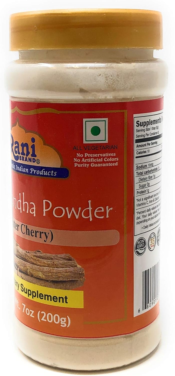 Rani Brand Ashwagandha Powder 7oz (200g) PET Jar - Authentic Indian Product, All Natural, Gluten-Friendly, Vegan, Non-GMO