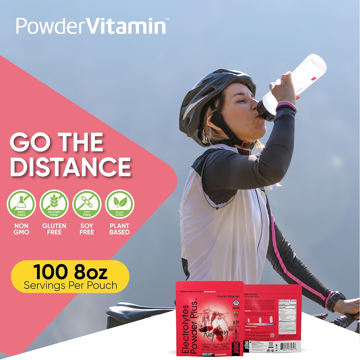 Raspberry Electrolyte Powder with Vitamin C - Zero Calorie Keto Hydration Drink with Potassium, Calcium, and Magnesium - 50 Servings