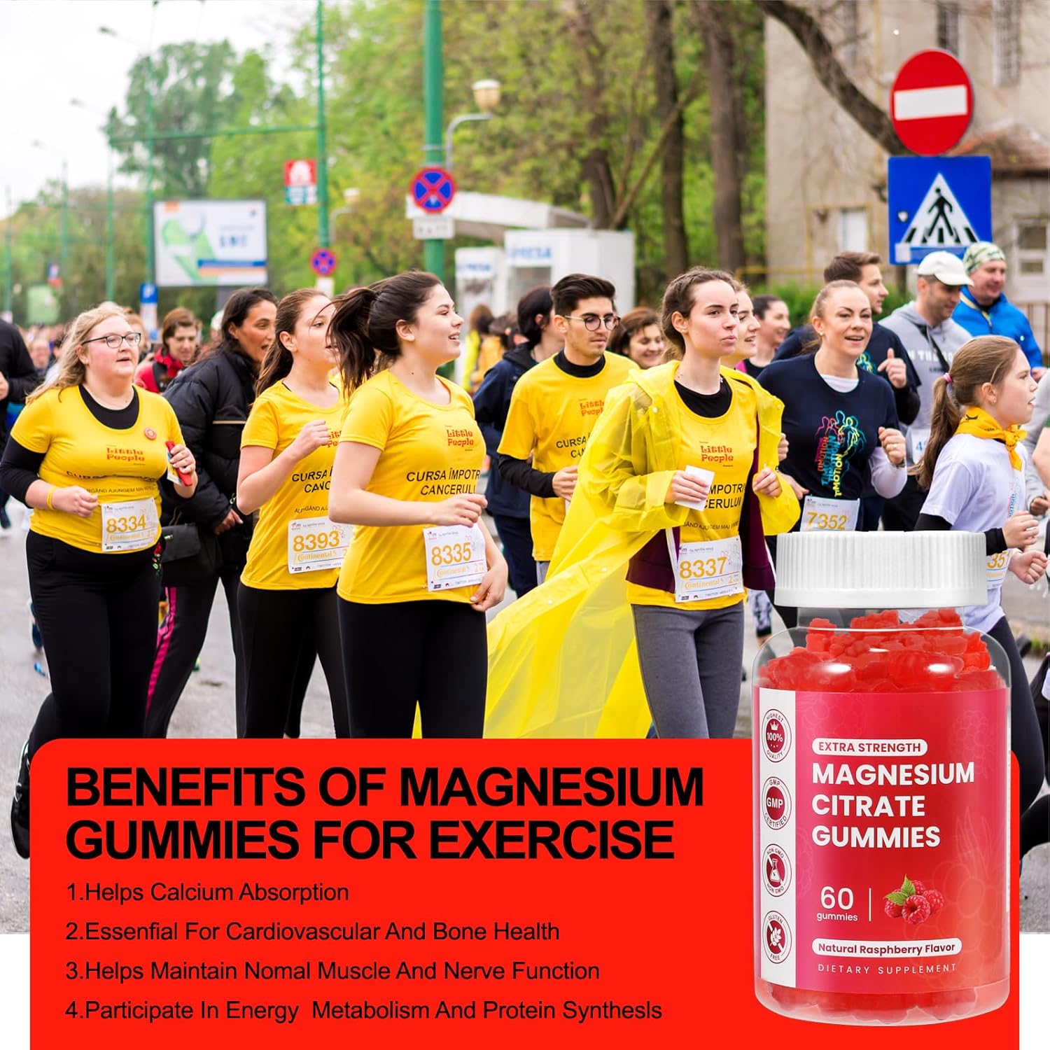 Raspberry Flavored Magnesium Gummies for Memory, Mood, and Sleep Support - 400mg Magnesium Glycinate, 200mg Magnesium l-Threonate - 60 Gummies
