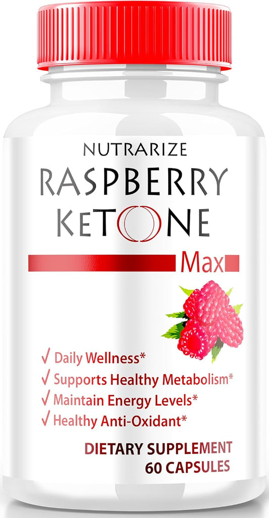 Raspberry Ketone 1200MG Capsules for Weight Loss - All-Natural Keto Formula for Fitness Goals - NutraRize RaspberryKetone Supplement with Reviews (60 Capsules)