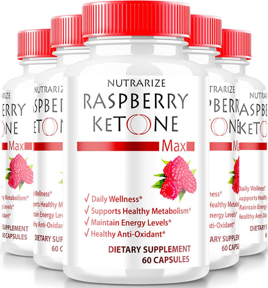 Raspberry Ketone Capsules (5 Pack) - Official Weight Loss Supplement, All-Natural Keto Formula, 1200MG, 300 Capsules