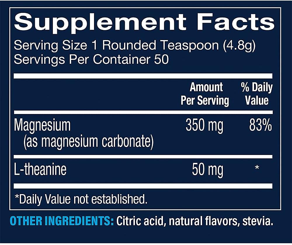 Raspberry Lemon Flavored Vthrive Magnesium Relax Powder for Stress Relief, Muscle Relaxation, and Better Sleep Quality - 8.5 Oz. (50 Servings)