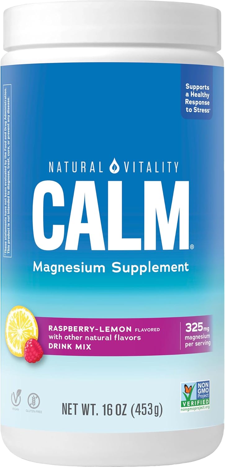 Raspberry Lemon Natural Vitality Calm Magnesium Citrate Supplement Powder - 16 Ounces