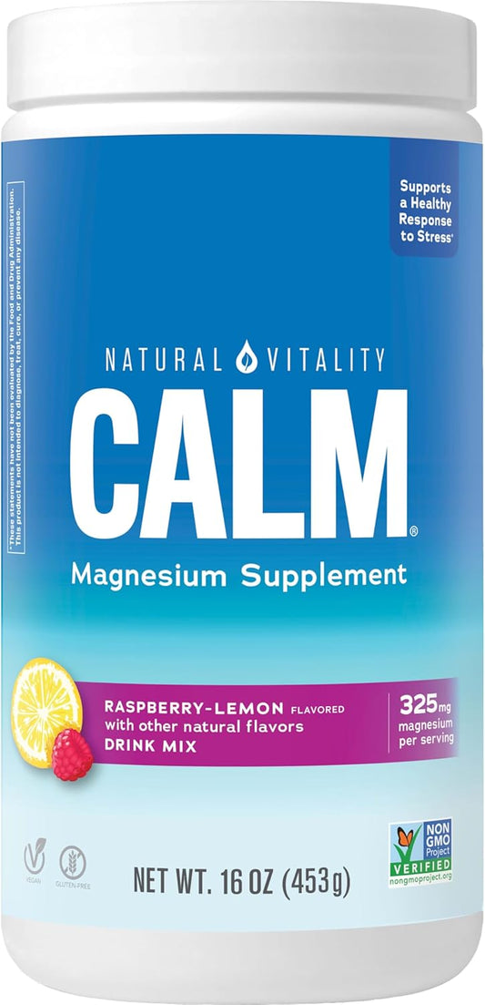 Raspberry Lemon Natural Vitality Calm Magnesium Citrate Supplement Powder - 16 Ounces