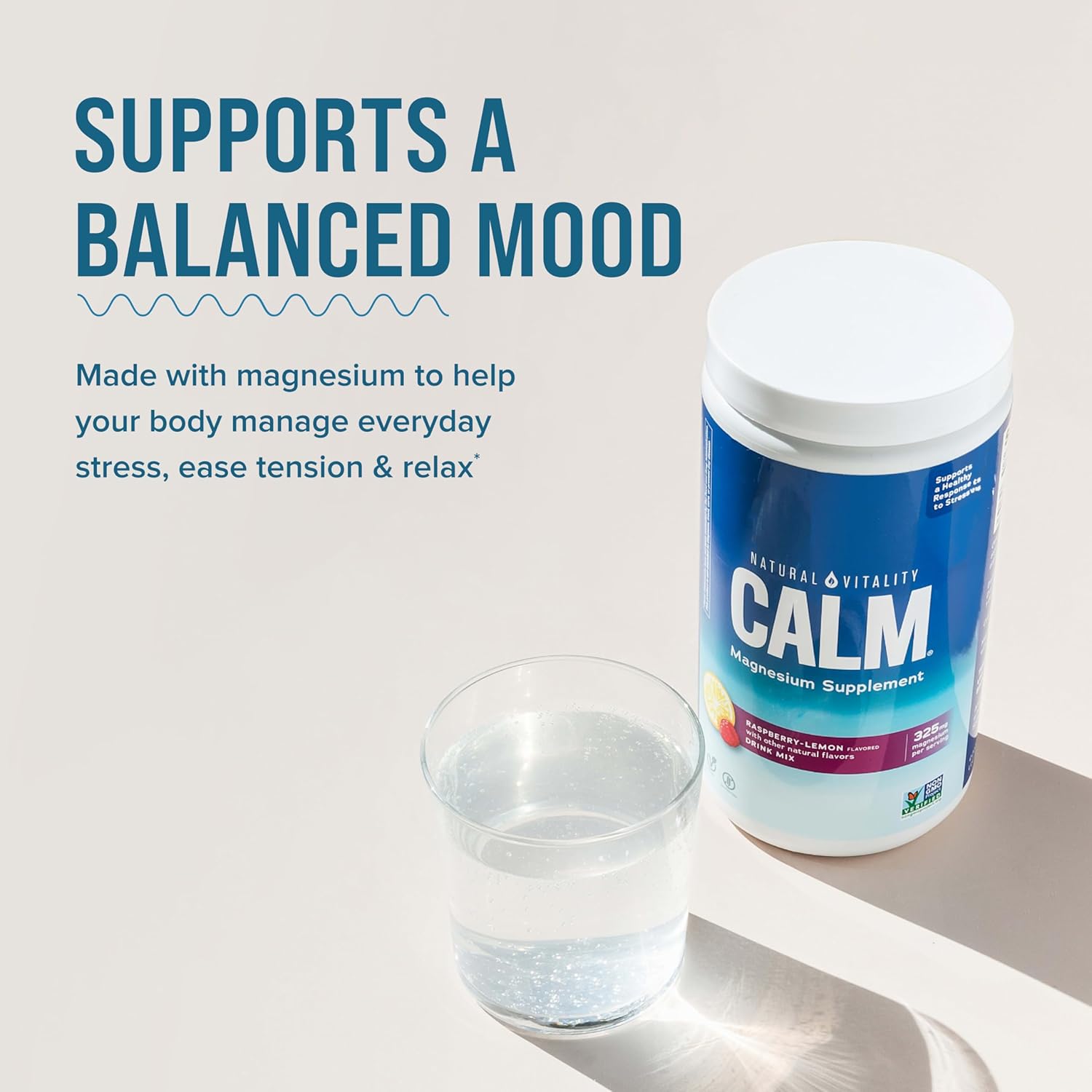 Raspberry Lemon Natural Vitality Calm Magnesium Citrate Supplement Powder - 16 Ounces