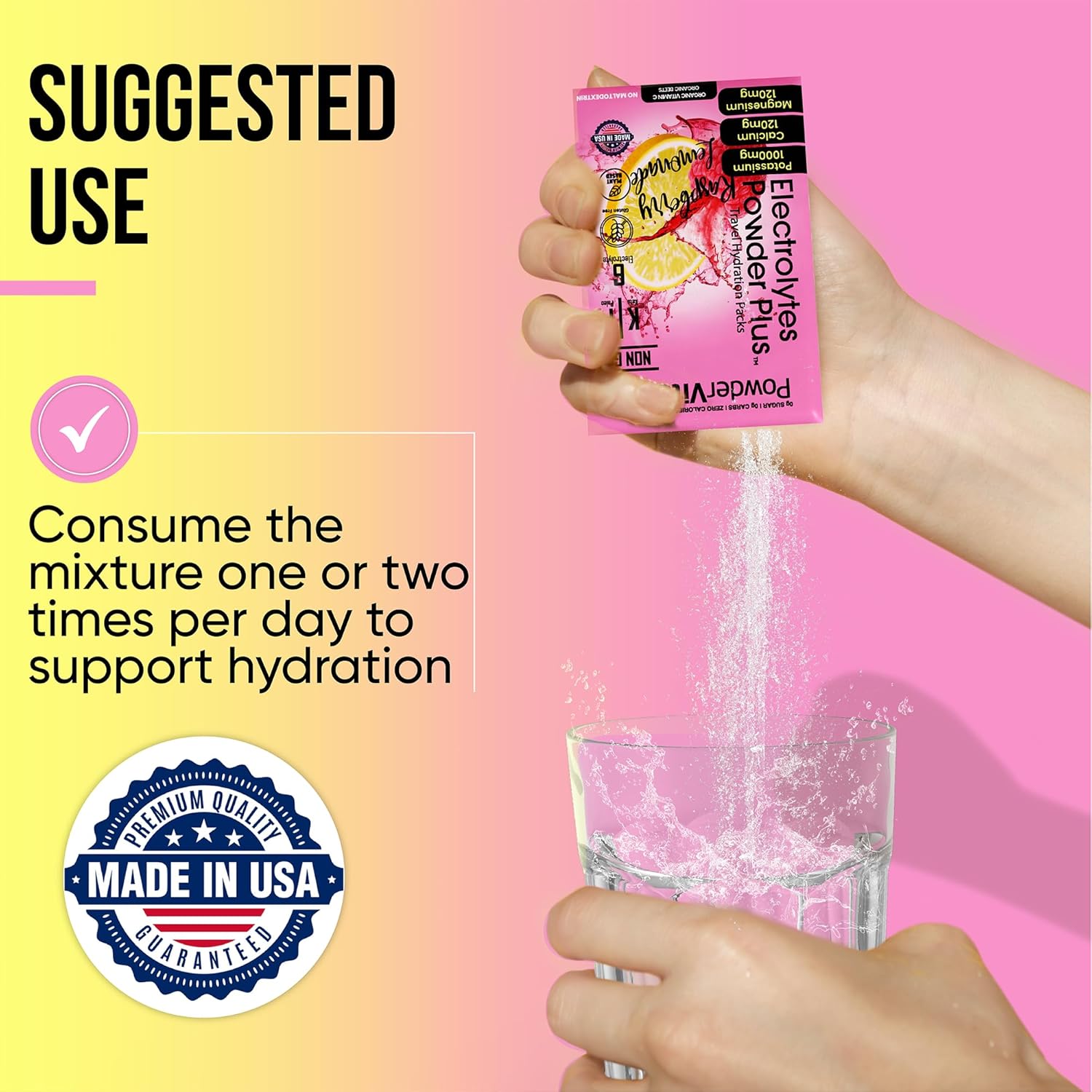 Raspberry Lemonade Keto Electrolyte Powder with Pink Himalayan Salt - Non-GMO, Sugar Free, Zero Calories - 16 Packets