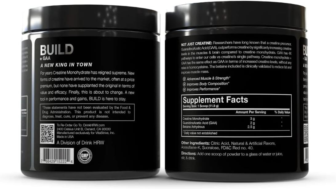 Raspberry Lemonade Muscle Building and Recovery Drink with GAA, Creatine, and Betaine - 30 Servings