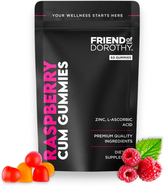 Raspberry Semen Volume Supplement Gummies - Boosts Sperm Volume - 60 Capsules - Vegetarian Formula