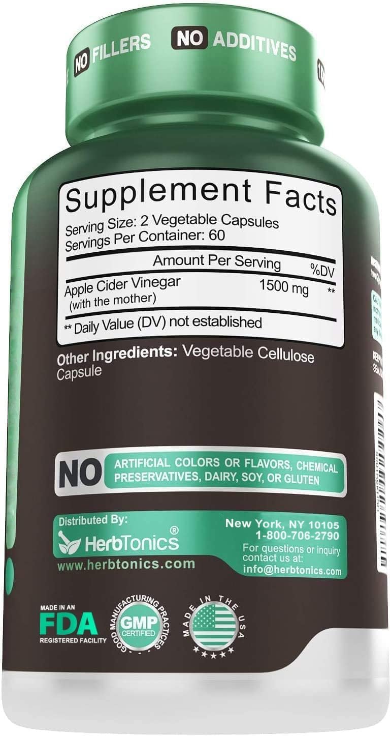 Raw Apple Cider Vinegar Capsules with Mother - Detox & Cleanse Formula for Weight Management & Digestive Health - Non-GMO - 240 Capsules