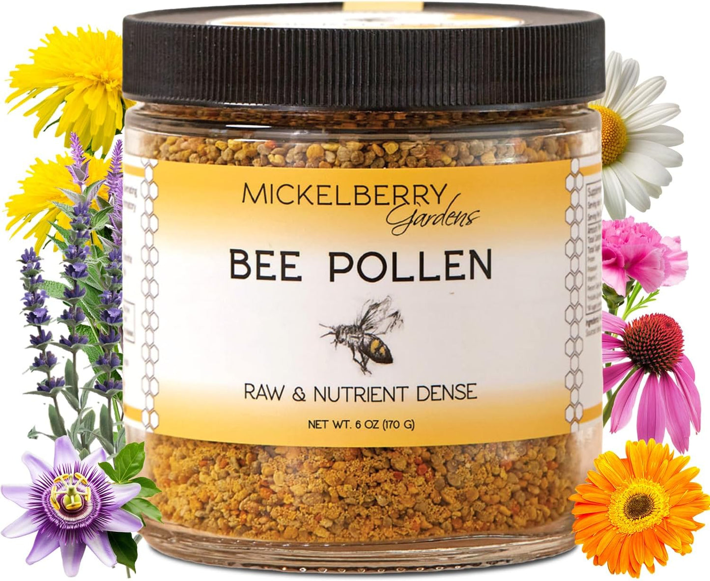 Raw Bee Pollen Granules - Superfood with Protein, Vitamins, Minerals & Antioxidants - 6 Oz - Mickelberry Gardens