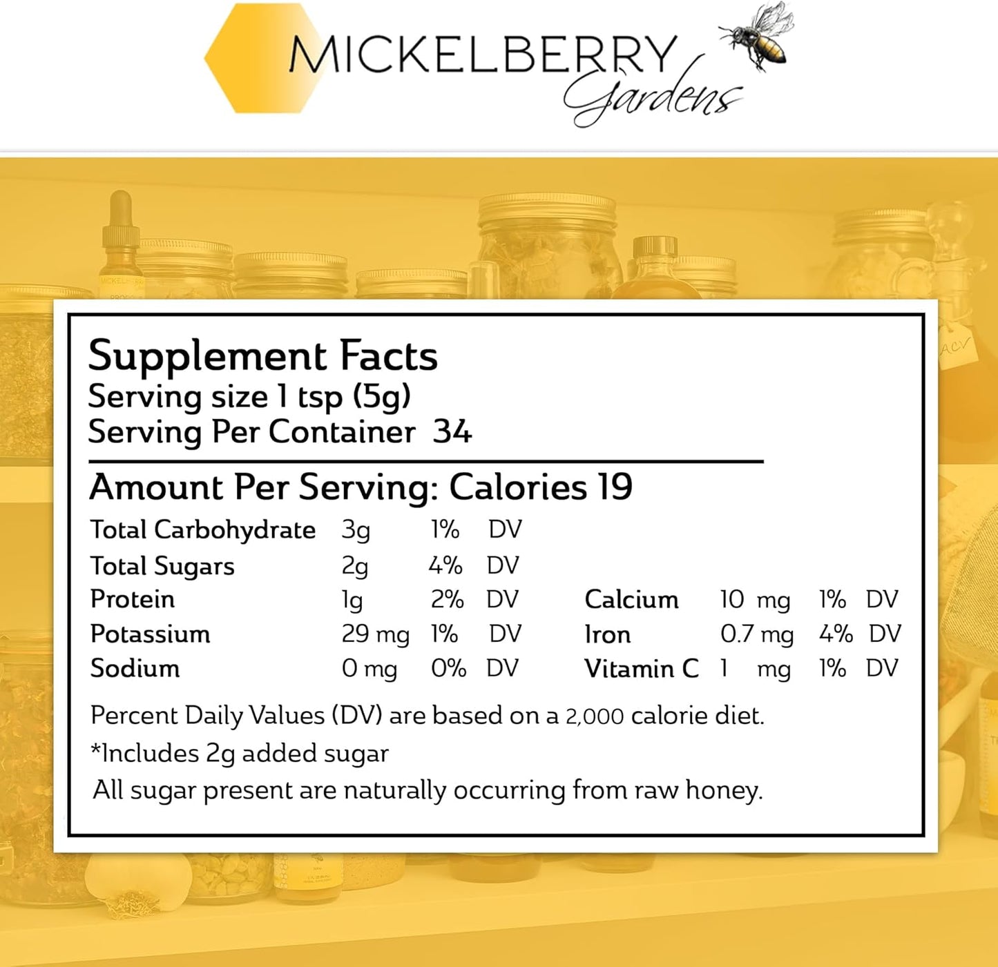 Raw Bee Pollen Granules - Superfood with Protein, Vitamins, Minerals & Antioxidants - 6 Oz - Mickelberry Gardens