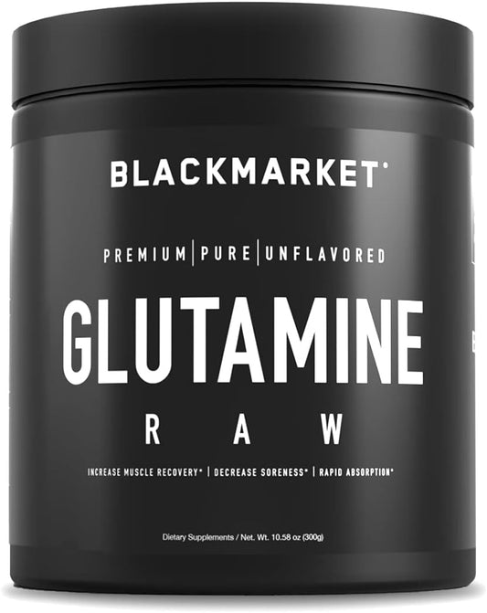 RAW Glutamine Powder Drink Mix - Enhance Recovery, Reduce Muscle Soreness, Boost Memory & Concentration - 300g