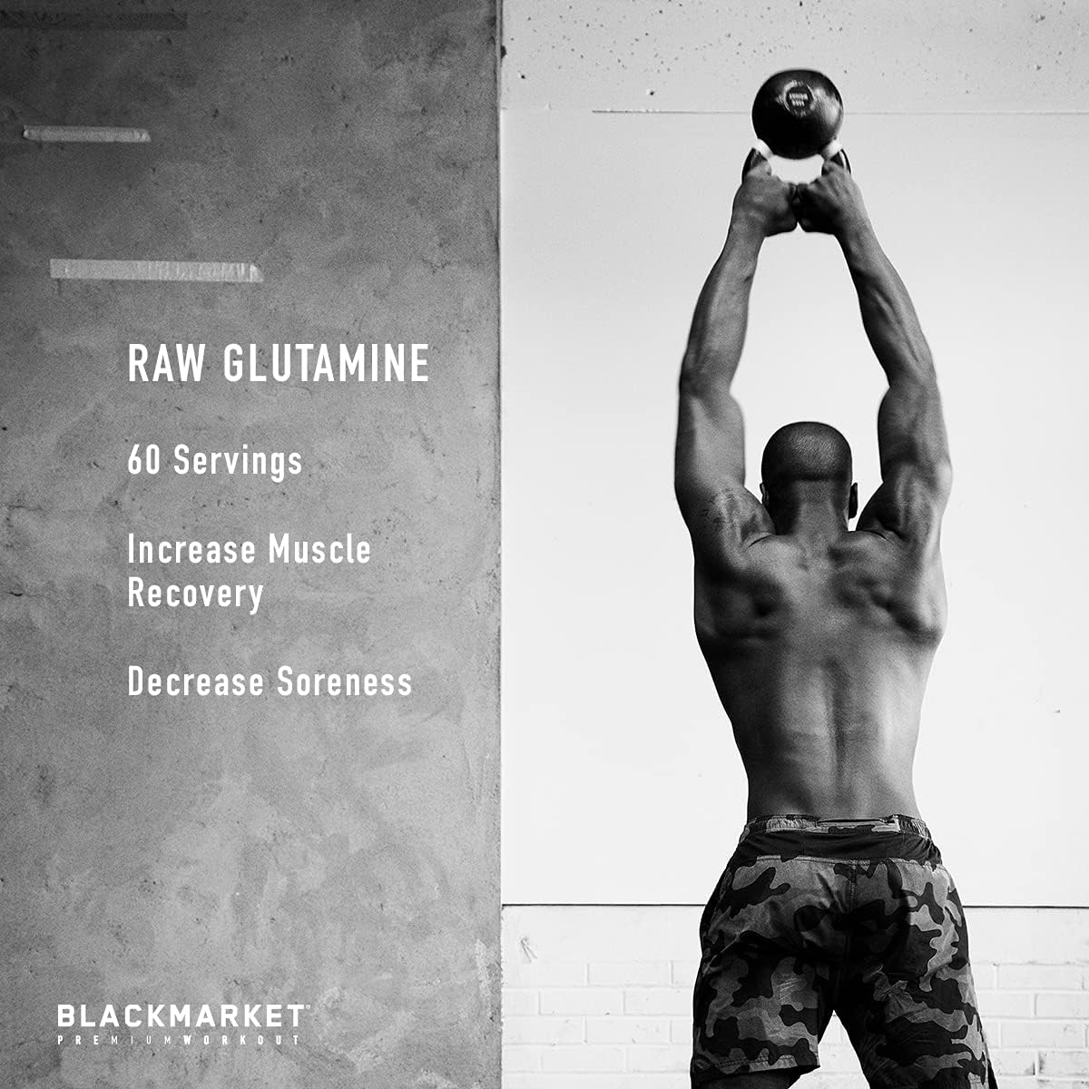 RAW Glutamine Powder Drink Mix - Enhance Recovery, Reduce Muscle Soreness, Boost Memory & Concentration - 300g