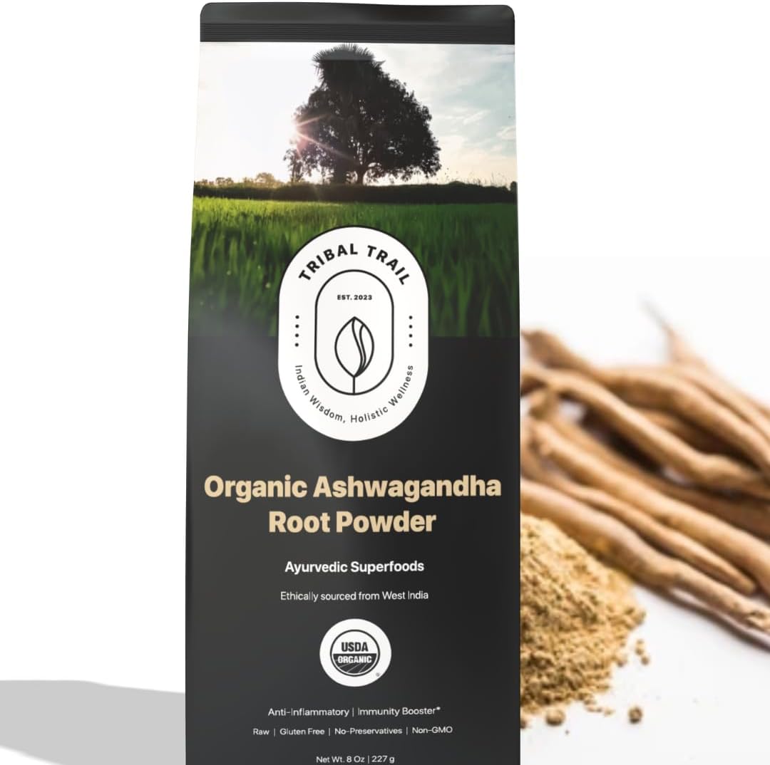 Raw Indian Ashwagandha Powder | USDA Organic & Non-GMO | Stress Relief & Immune Support | 8.01 oz | 150 Servings
