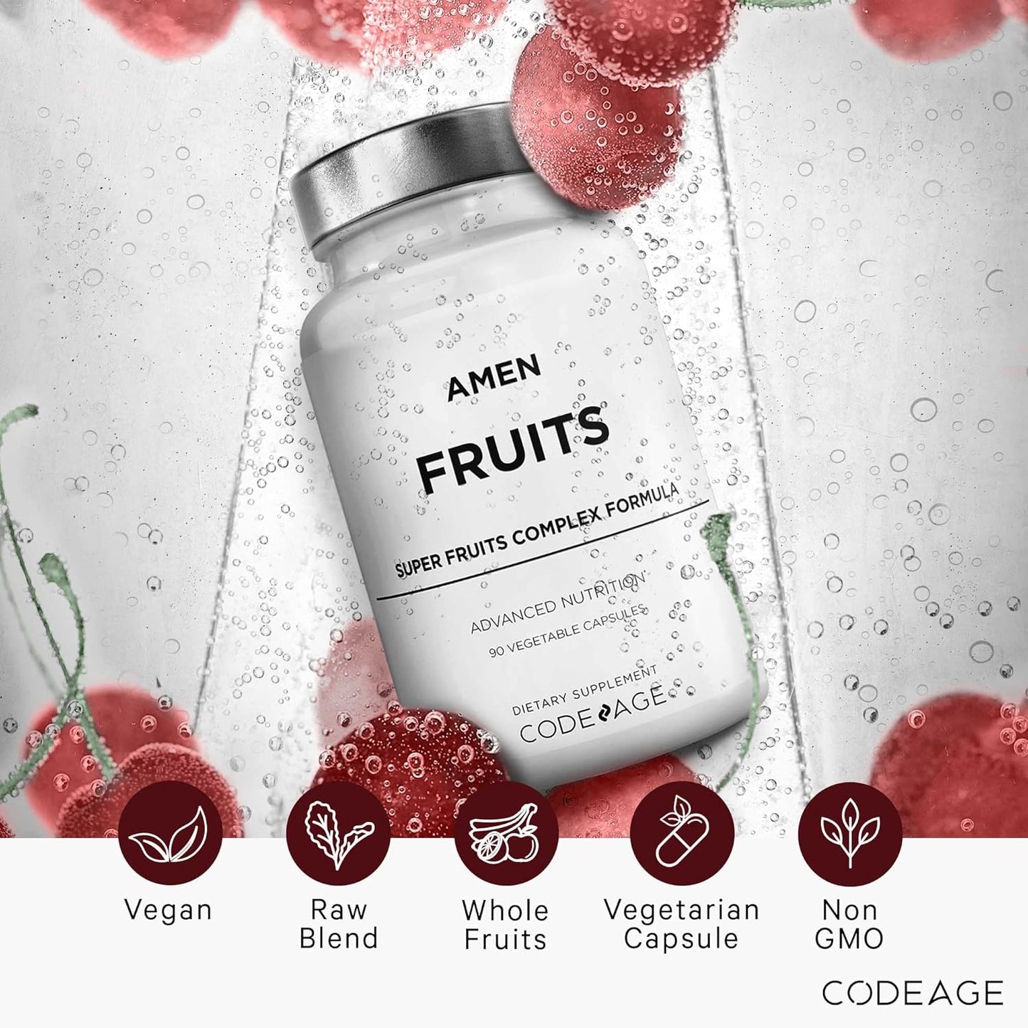 Raw Multivitamin with Over 20 Whole Fruit Extracts, Berries, Antioxidant Polyphenols, and Flavonoids - Tropical Fruits Supplement - Non-GMO - 90 Capsules