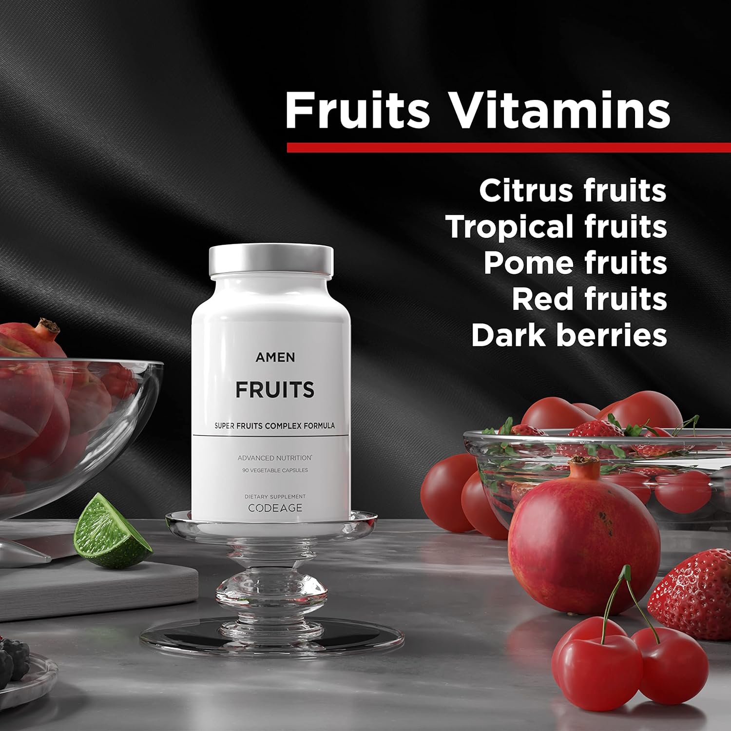 Raw Multivitamin with Over 20 Whole Fruit Extracts, Berries, Antioxidant Polyphenols, and Flavonoids - Tropical Fruits Supplement - Non-GMO - 90 Capsules