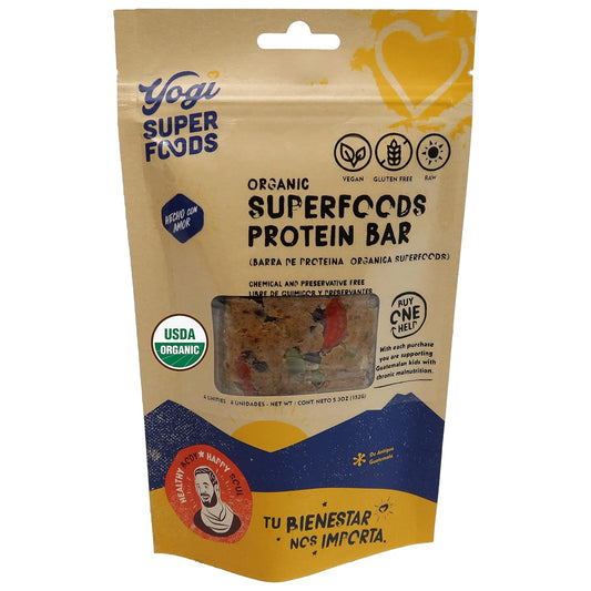 Raw Vegan Maca Protein Bars with Cacao and Plant Protein - Gluten Free Superfood Snack Bars for Healthy Energy - 4 Bars