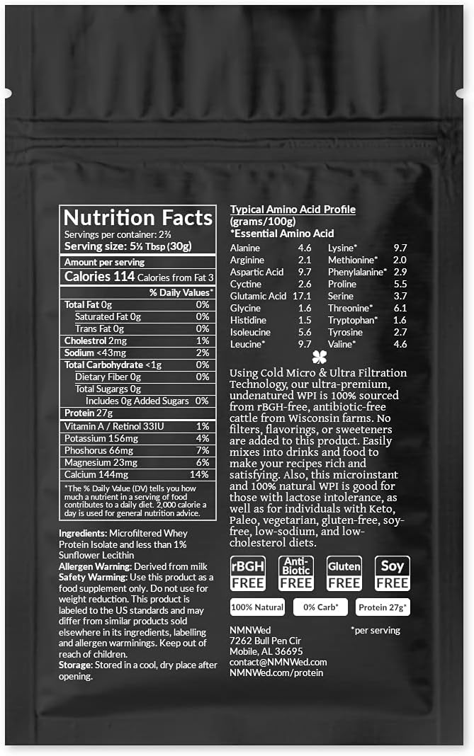 Raw Whey Protein Isolate, Unflavored - Zero Carb/Fat, Low Cholesterol/Sodium - Non-GMO, Antibiotic-Free, Gluten/Soy-Free - Ideal for Keto, Paleo, Lactose Intolerance - 2.8 oz
