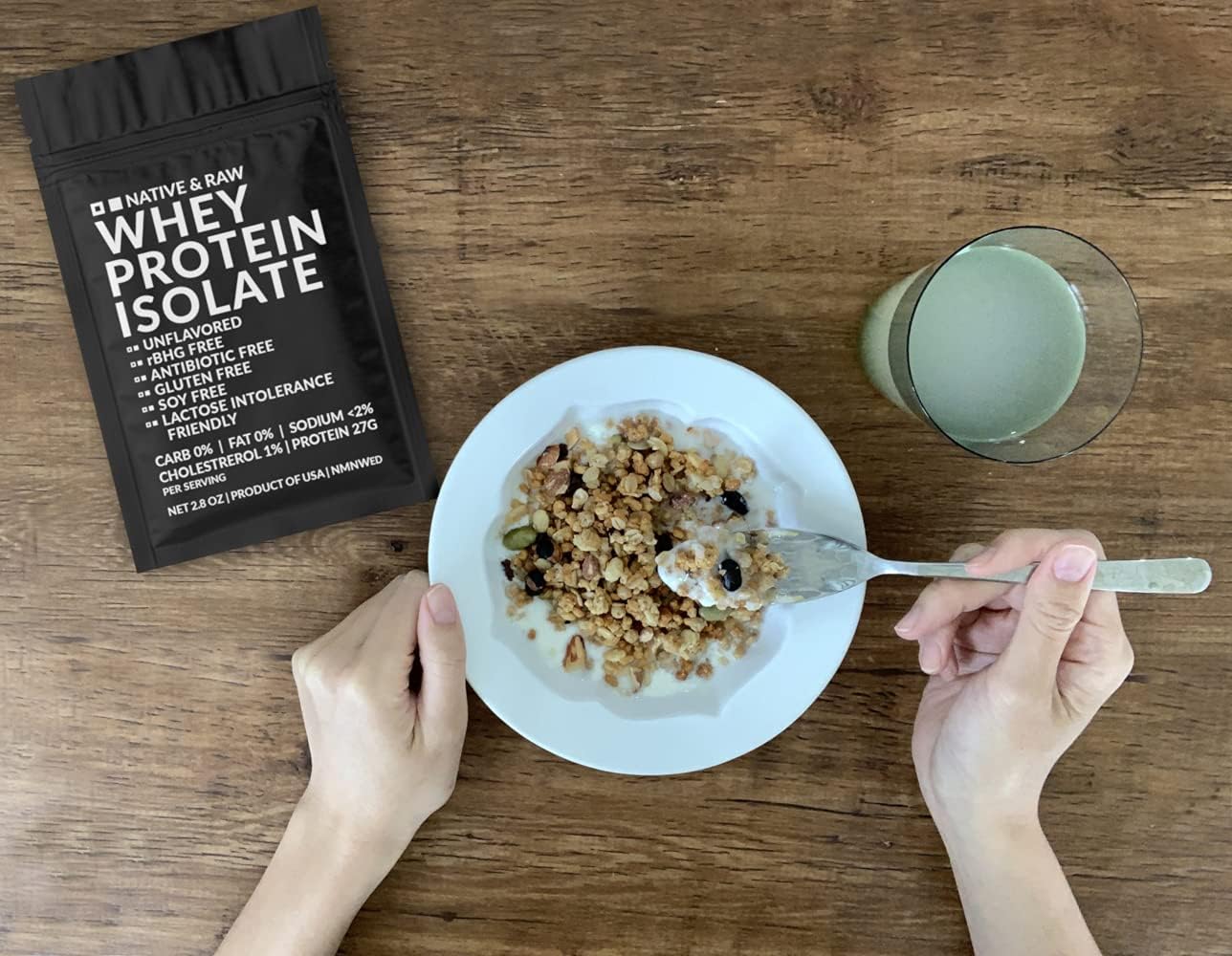 Raw Whey Protein Isolate, Unflavored - Zero Carb/Fat, Low Cholesterol/Sodium - Non-GMO, Antibiotic-Free, Gluten/Soy-Free - Ideal for Keto, Paleo, Lactose Intolerance - 2.8 oz